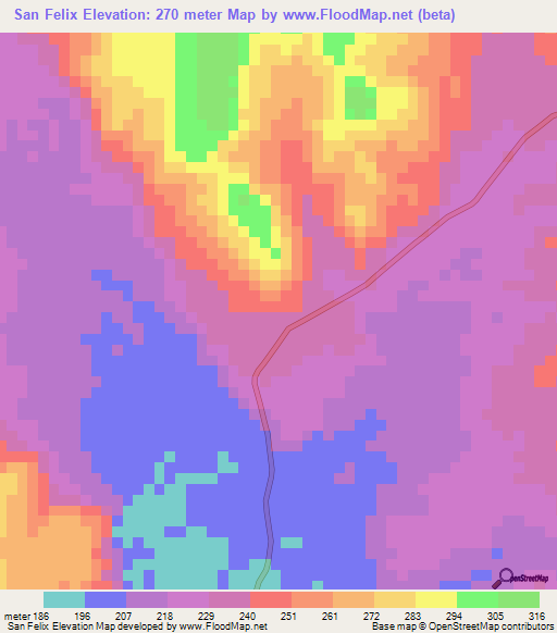 San Felix,Venezuela Elevation Map