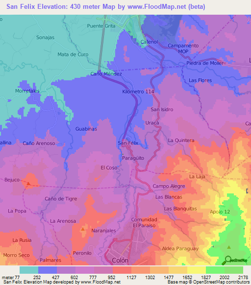 San Felix,Venezuela Elevation Map