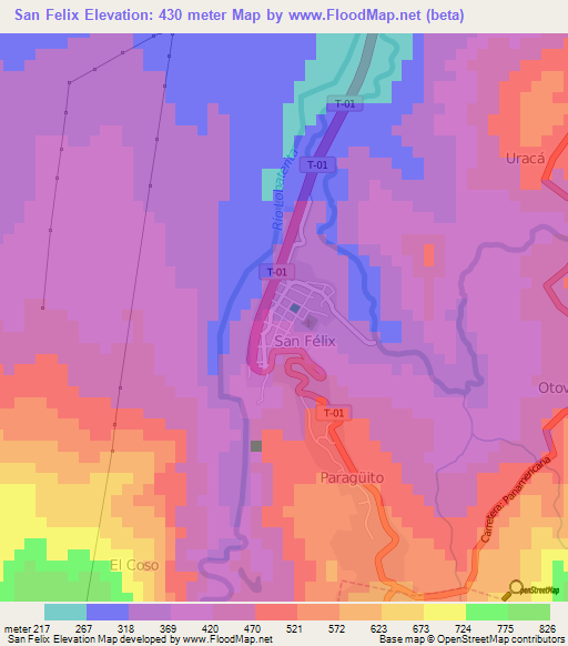 San Felix,Venezuela Elevation Map