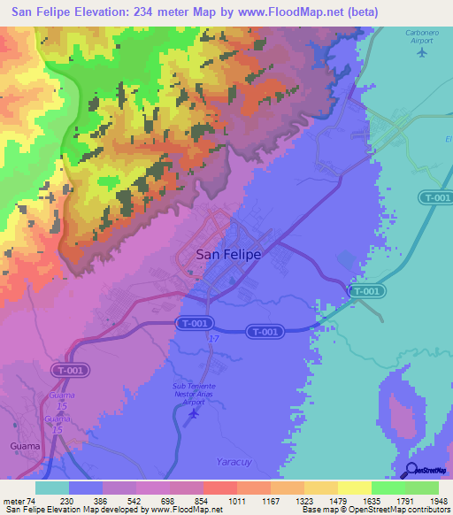 San Felipe,Venezuela Elevation Map