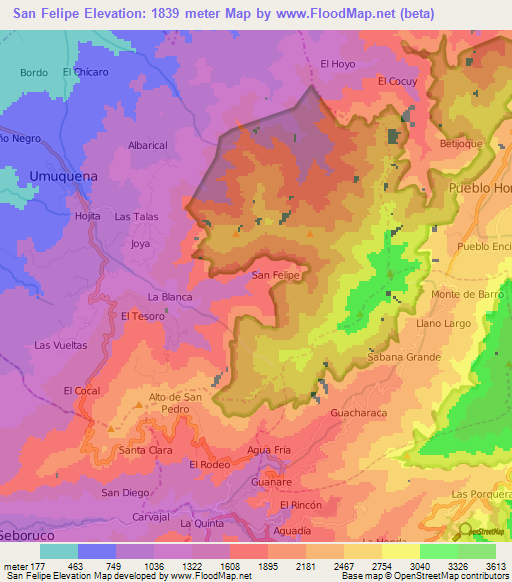 San Felipe,Venezuela Elevation Map