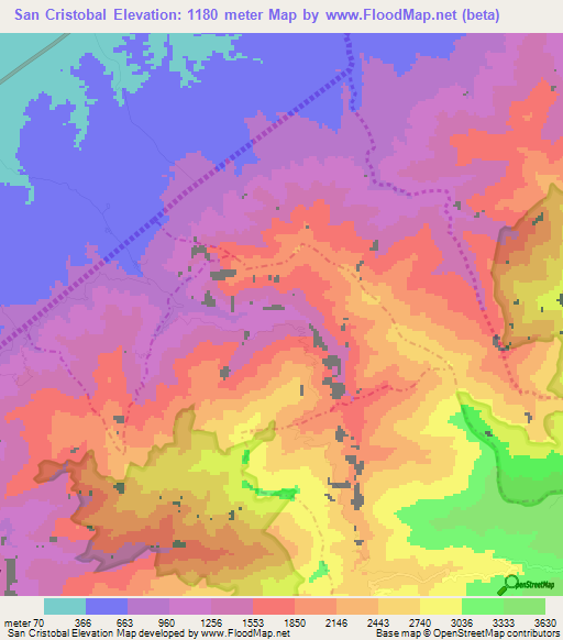 San Cristobal,Venezuela Elevation Map