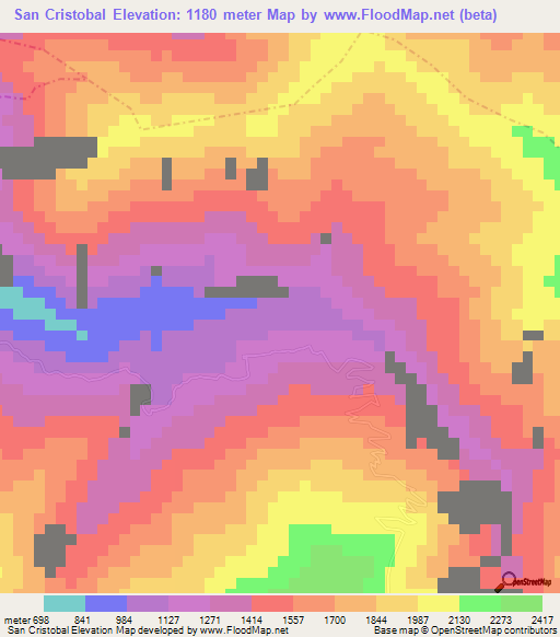 San Cristobal,Venezuela Elevation Map