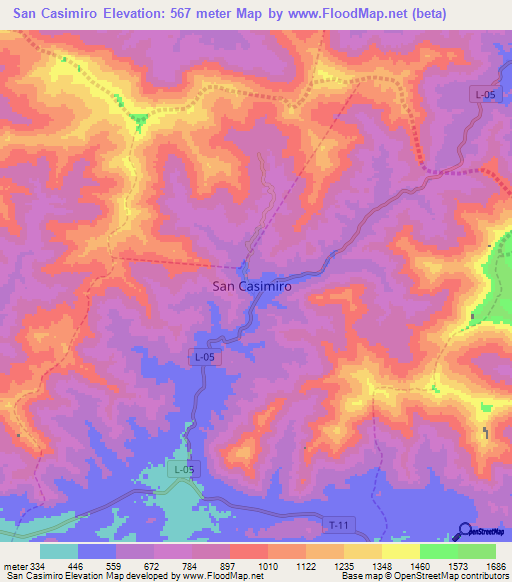 San Casimiro,Venezuela Elevation Map
