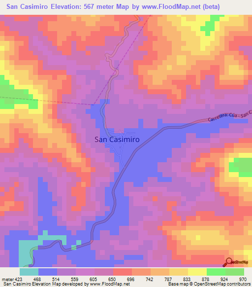 San Casimiro,Venezuela Elevation Map