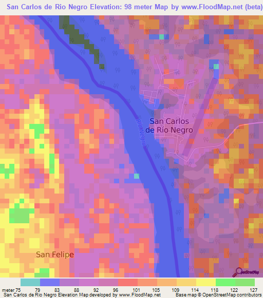 San Carlos de Rio Negro,Venezuela Elevation Map