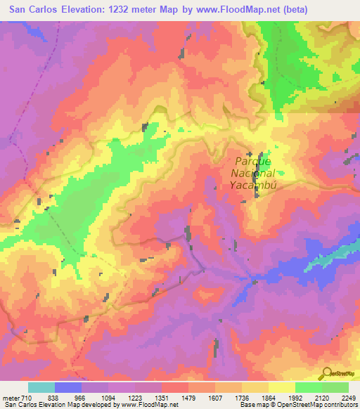 San Carlos,Venezuela Elevation Map