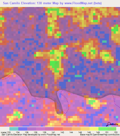San Camilo,Venezuela Elevation Map