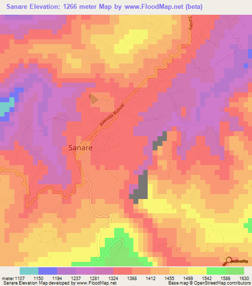 Sanare,Venezuela Elevation Map