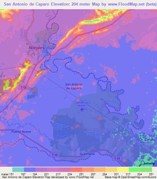 San Antonio de Caparo,Venezuela Elevation Map