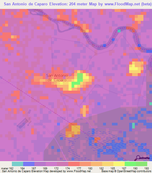 San Antonio de Caparo,Venezuela Elevation Map