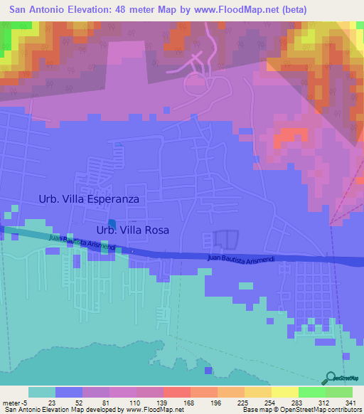 San Antonio,Venezuela Elevation Map