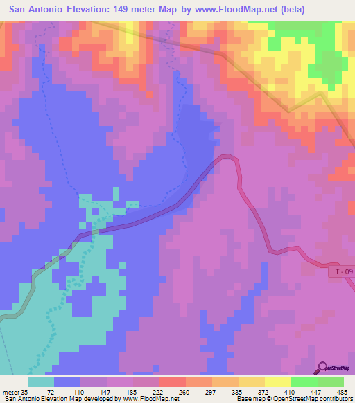 San Antonio,Venezuela Elevation Map