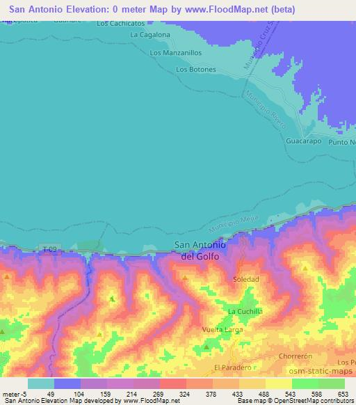 San Antonio,Venezuela Elevation Map
