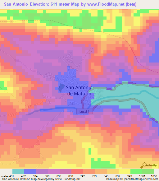 San Antonio,Venezuela Elevation Map