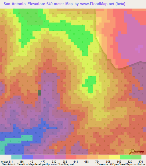San Antonio,Venezuela Elevation Map