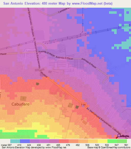 San Antonio,Venezuela Elevation Map