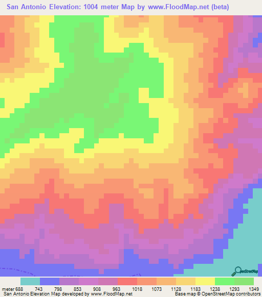 San Antonio,Venezuela Elevation Map