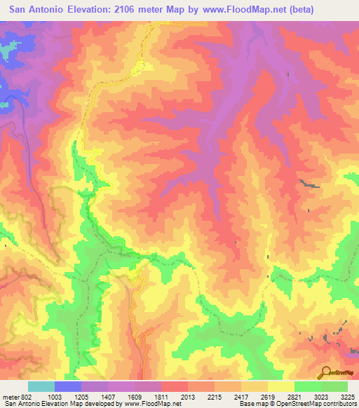 San Antonio,Venezuela Elevation Map