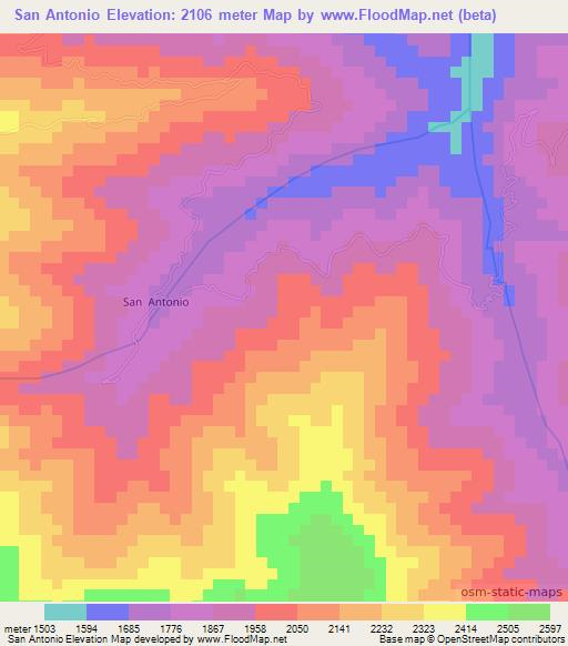 San Antonio,Venezuela Elevation Map