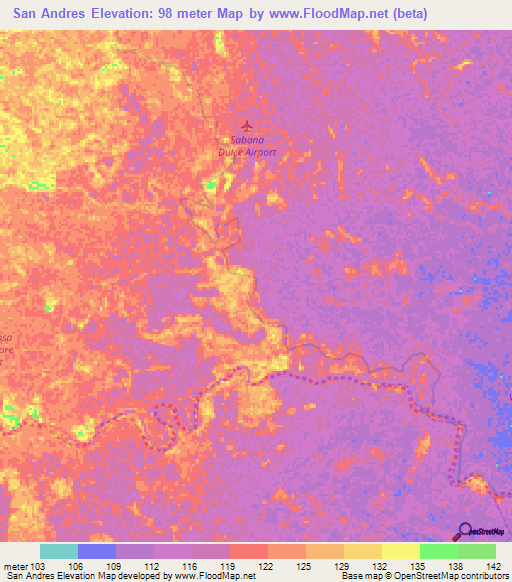 San Andres,Venezuela Elevation Map