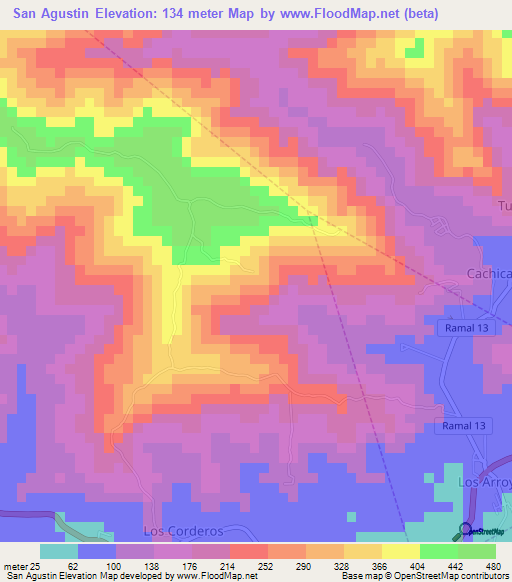 San Agustin,Venezuela Elevation Map