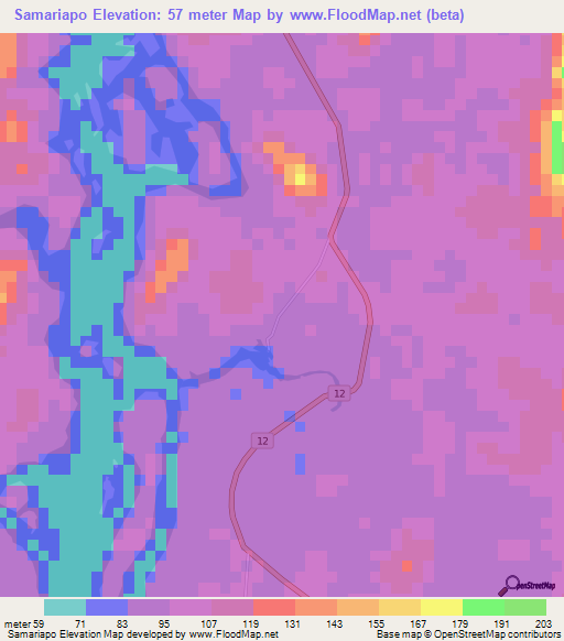 Samariapo,Venezuela Elevation Map