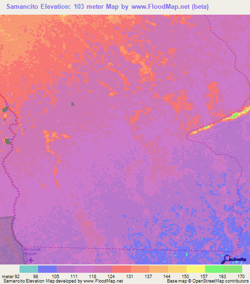 Samancito,Venezuela Elevation Map