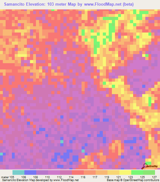 Samancito,Venezuela Elevation Map