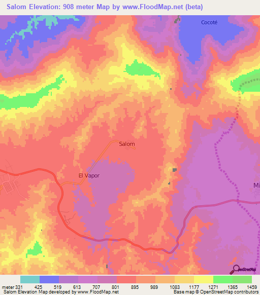 Salom,Venezuela Elevation Map