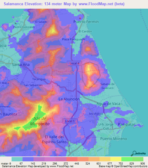 Salamanca,Venezuela Elevation Map