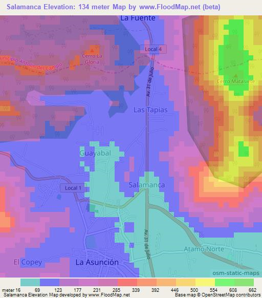 Salamanca,Venezuela Elevation Map