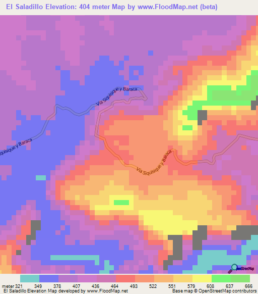 El Saladillo,Venezuela Elevation Map