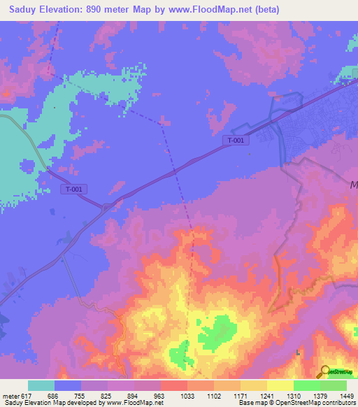 Saduy,Venezuela Elevation Map