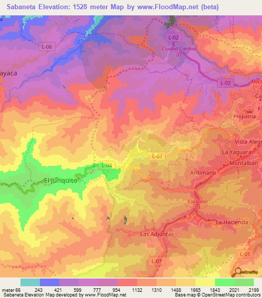 Sabaneta,Venezuela Elevation Map
