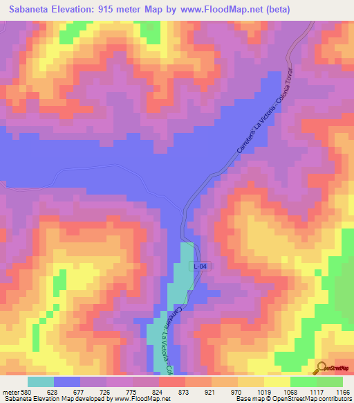 Sabaneta,Venezuela Elevation Map