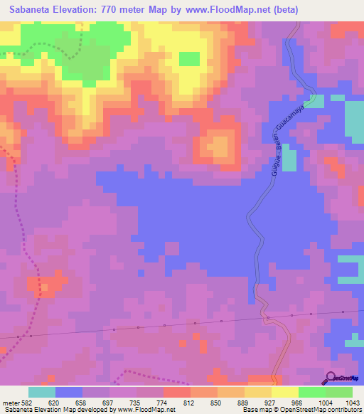 Sabaneta,Venezuela Elevation Map