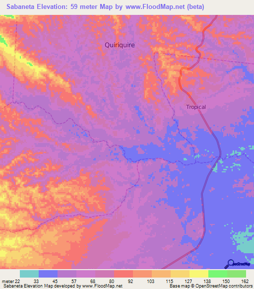 Sabaneta,Venezuela Elevation Map