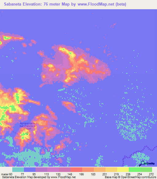 Sabaneta,Venezuela Elevation Map