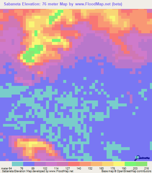 Sabaneta,Venezuela Elevation Map
