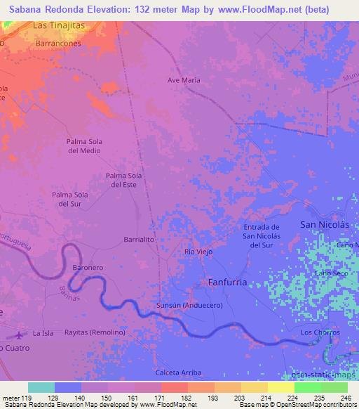 Sabana Redonda,Venezuela Elevation Map