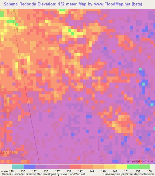 Sabana Redonda,Venezuela Elevation Map