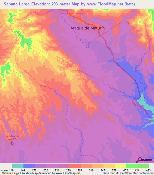 Sabana Larga,Venezuela Elevation Map