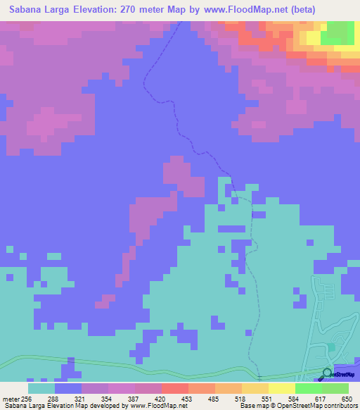 Sabana Larga,Venezuela Elevation Map