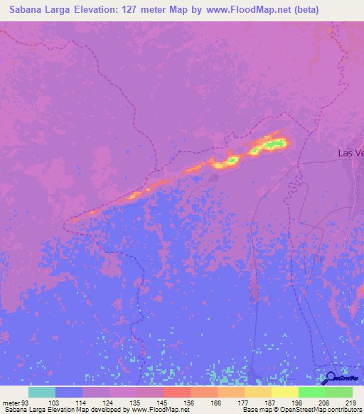 Sabana Larga,Venezuela Elevation Map