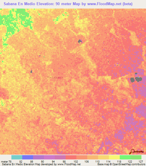 Sabana En Medio,Venezuela Elevation Map