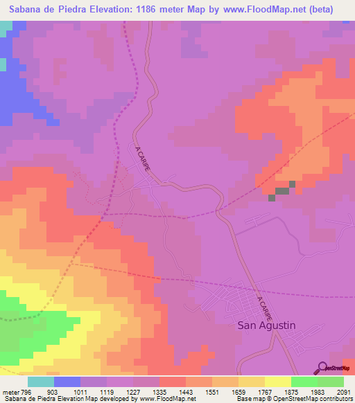 Sabana de Piedra,Venezuela Elevation Map