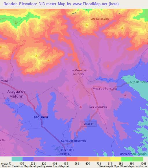 Rondon,Venezuela Elevation Map