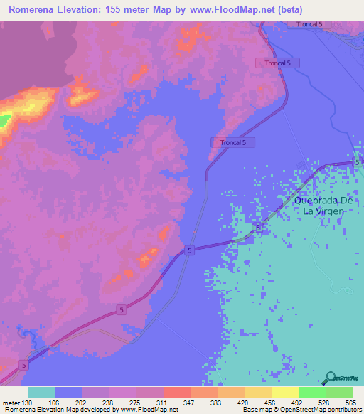 Romerena,Venezuela Elevation Map