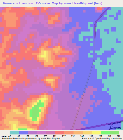 Romerena,Venezuela Elevation Map